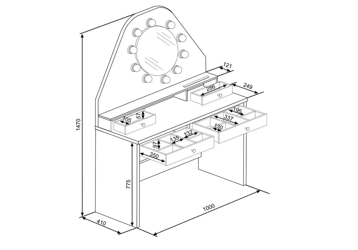 Star Vanity Table Oak/White