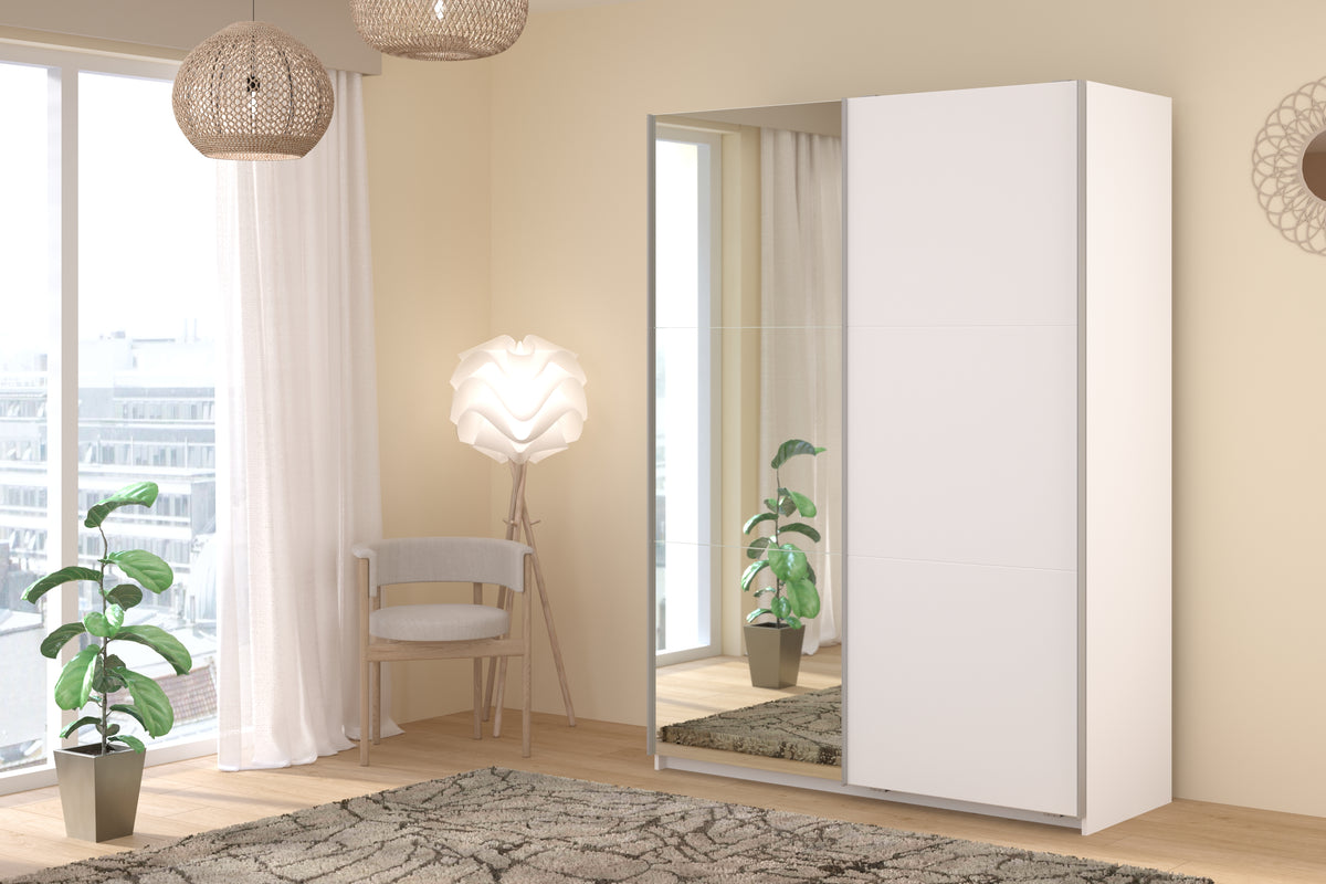 Swing White Mirrored Wardrobe