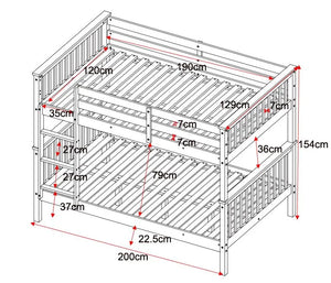 Tetrad Detachable Grey Small Double Bunk Bed
