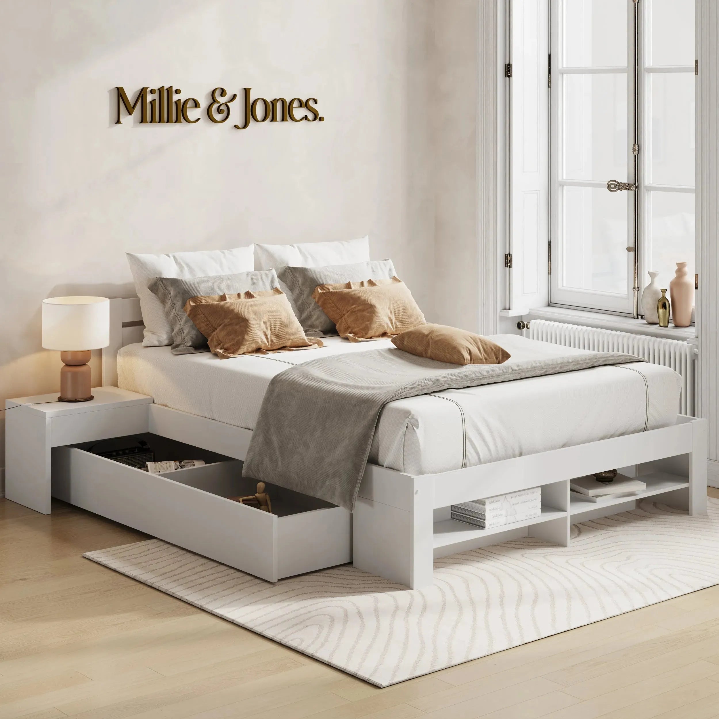 Tokyo Double Storage Bed + Deluxe Pocket Sprung Mattress Bundle - Hover