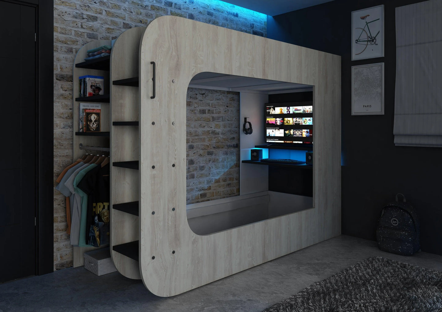 Trasman Loft Pod Gaming High sleeper with Pull-out Sofa (single)