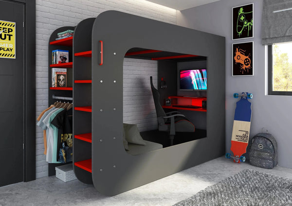 Trasman Loft Pod Gaming High sleeper with Pull-out Sofa (single)