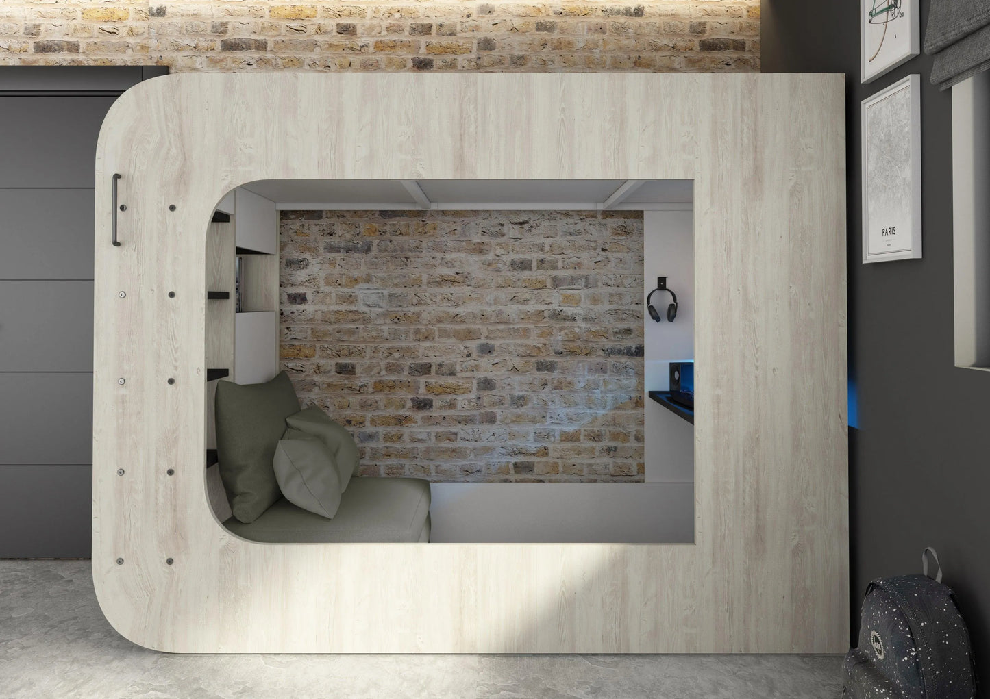 Trasman Loft Pod Gaming High sleeper with Pull-out Sofa (single)
