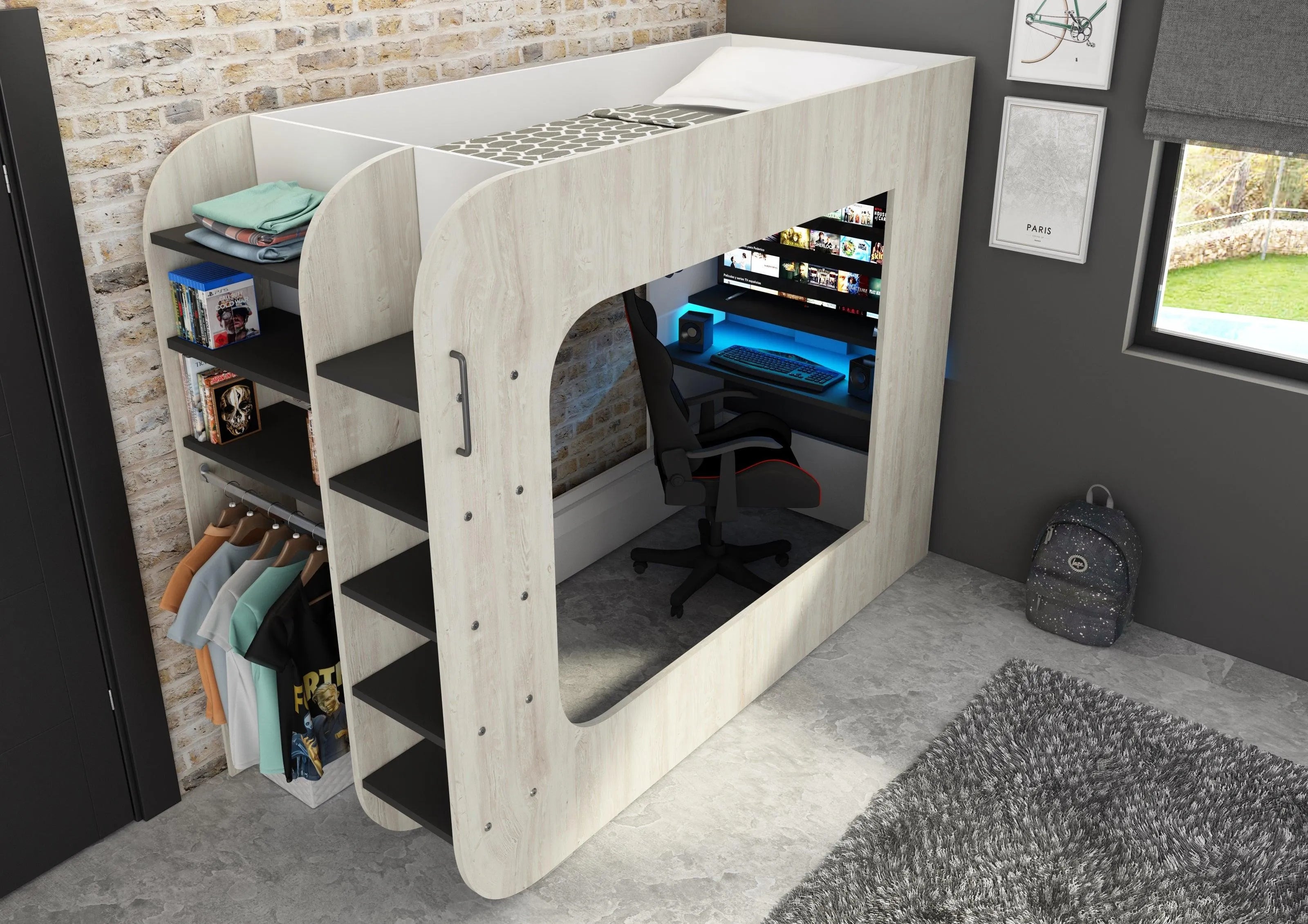 trasman-loft-pod-gaming-high-sleeper-with-pull-out-sofa-single
