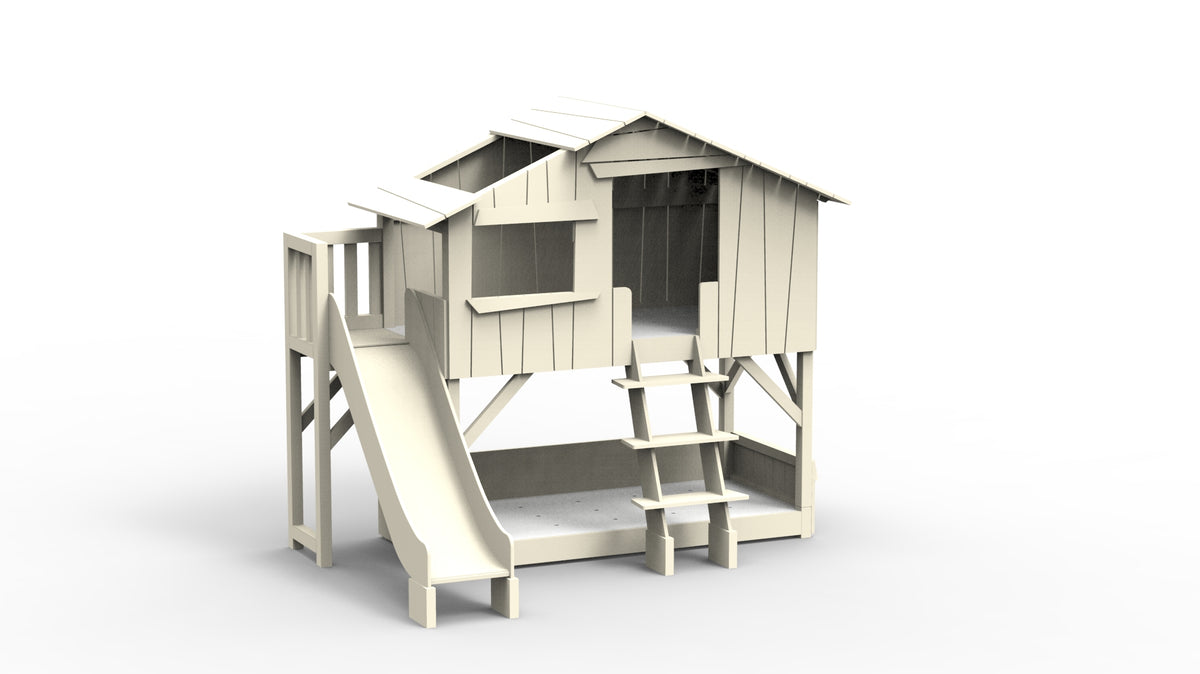 Treehouse Bunk Bed with Platform and Slide