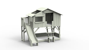 Treehouse Bunk Bed with Platform and Slide
