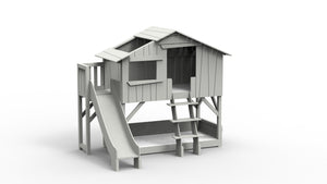 Treehouse Bunk Bed with Platform and Slide