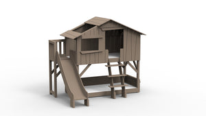 Treehouse Bunk Bed with Platform and Slide
