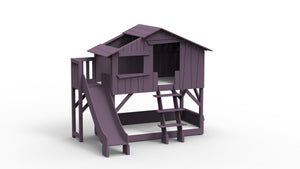 Treehouse Bunk Bed with Platform and Slide