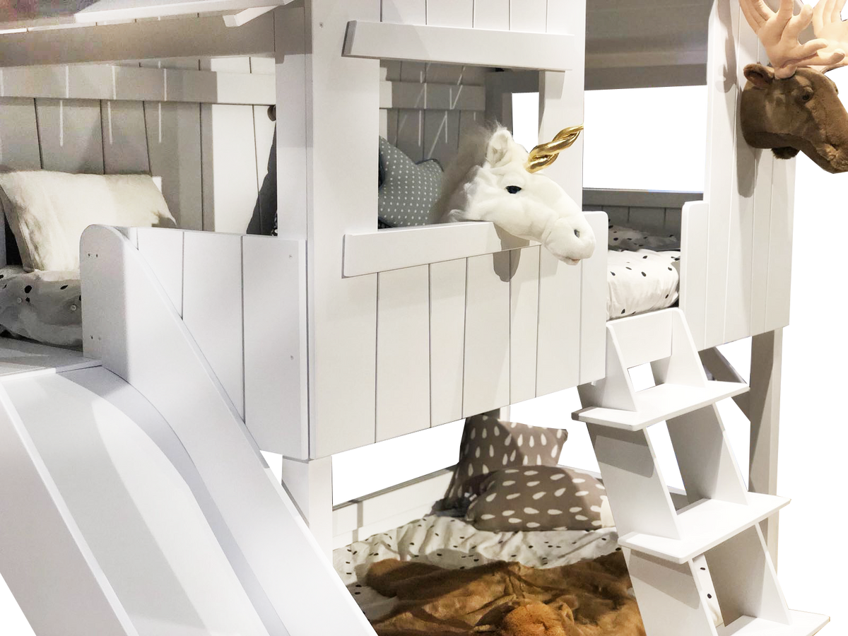 Treehouse Bunk Bed with Platform and Slide