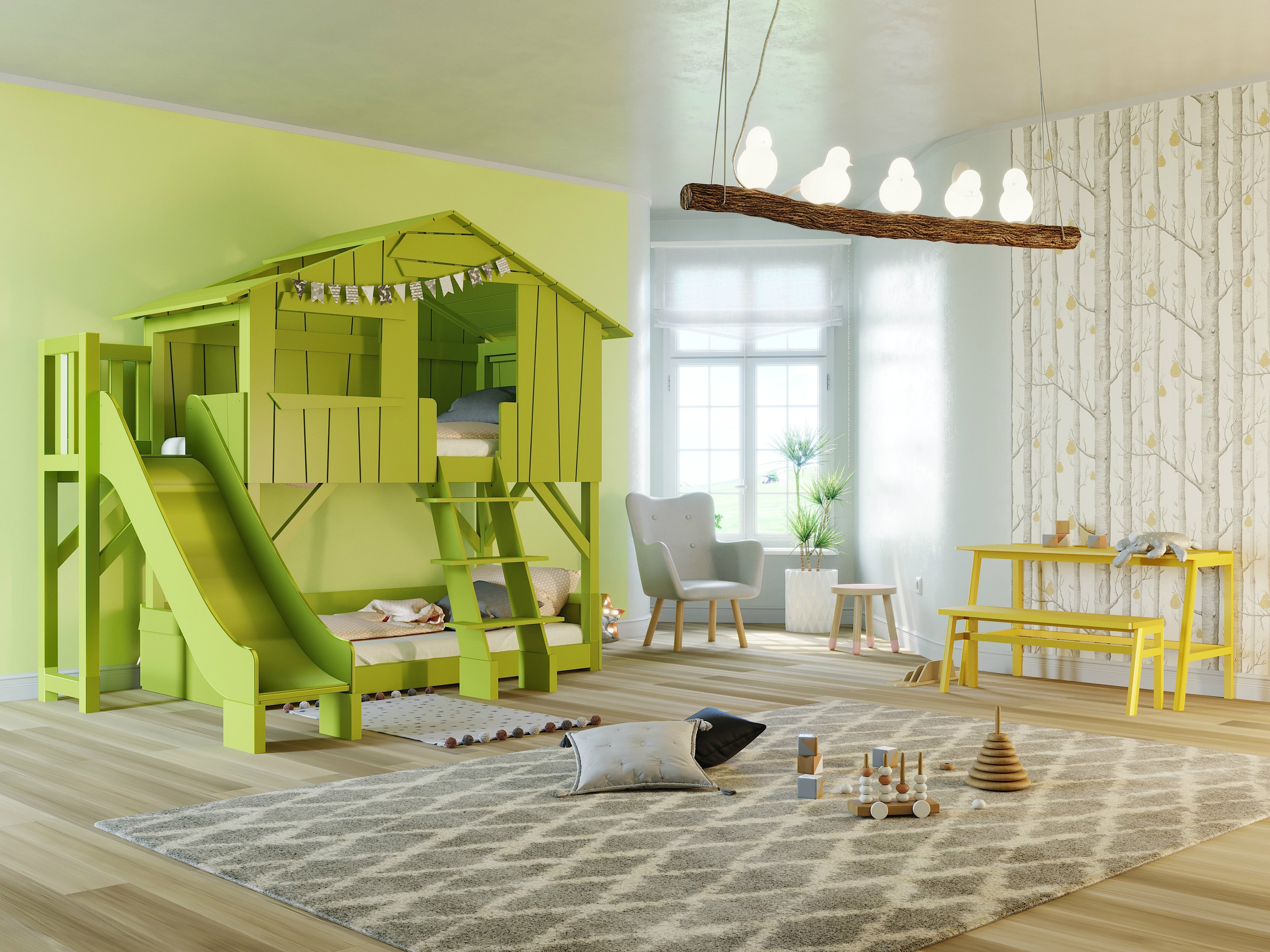 treehouse-bunk-bed-with-platform-and-slide