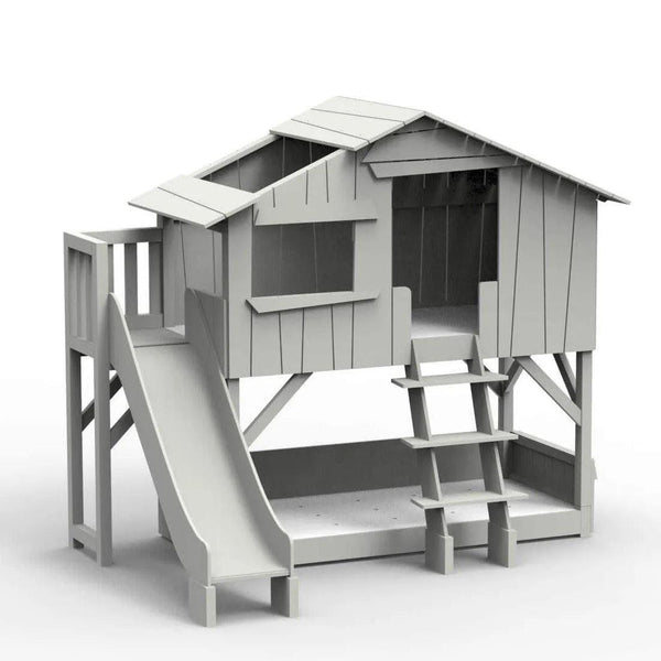 Treehouse Bunk Bed with Platform and Slide