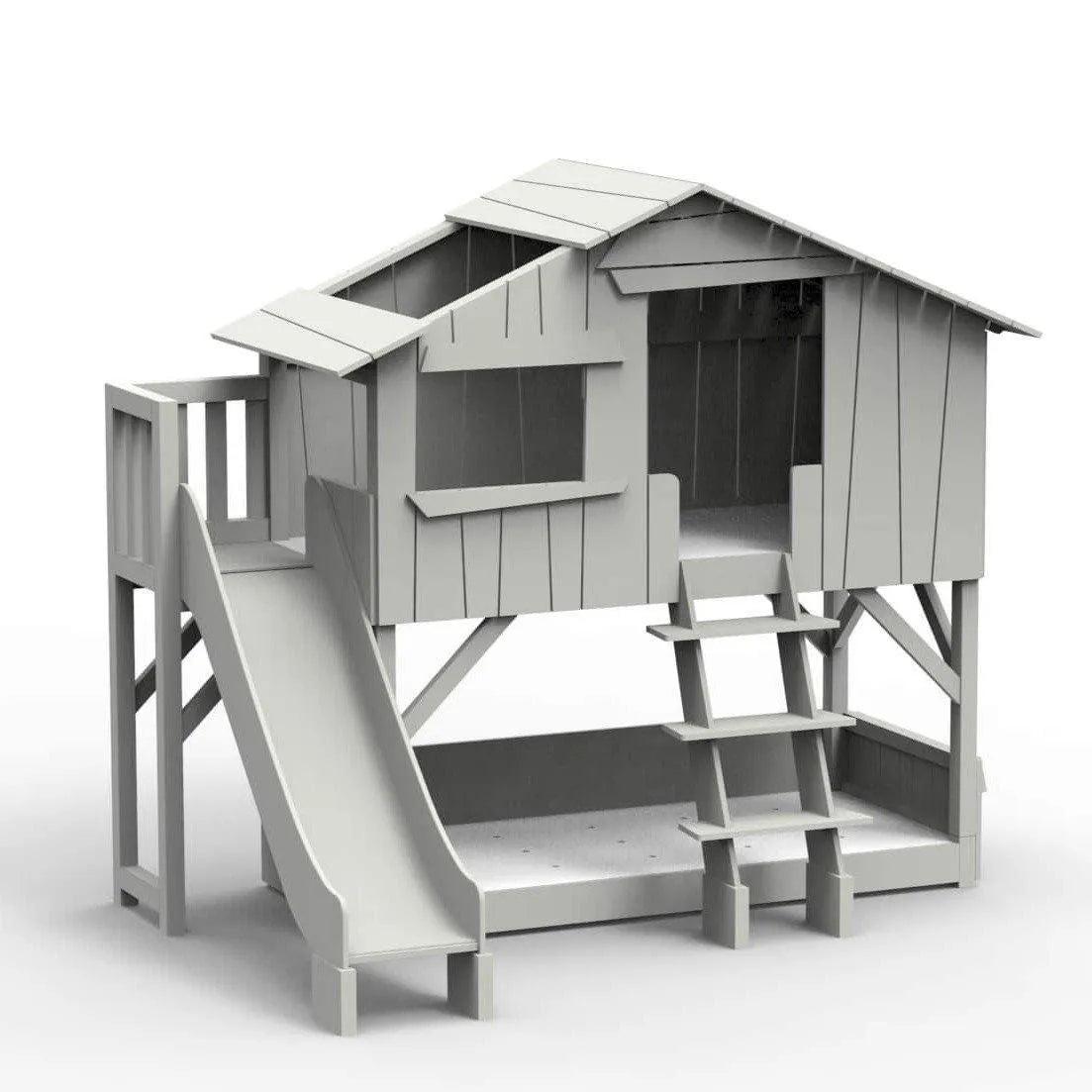 Treehouse Bunk Bed with Platform and Slide