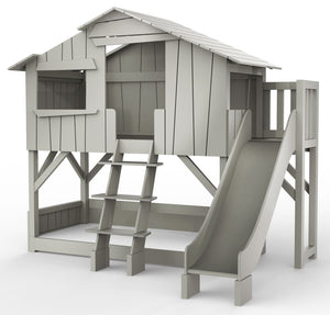 Treehouse Bunk Bed with Platform and Slide