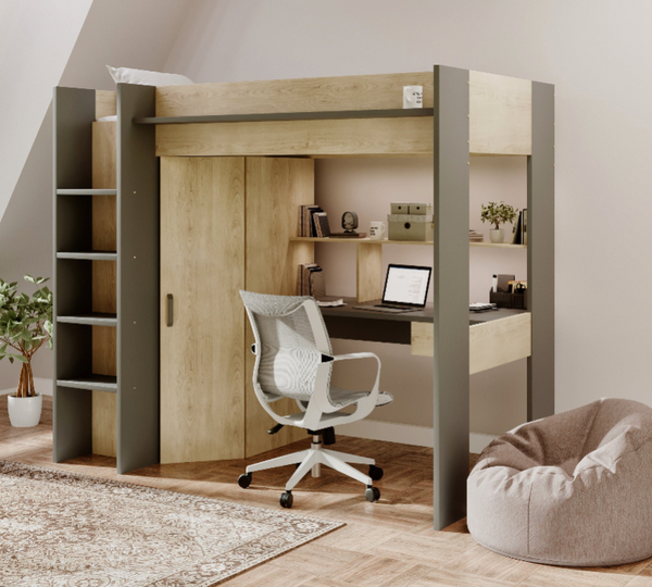 Kensington High Sleeper with Desk & Wardrobe