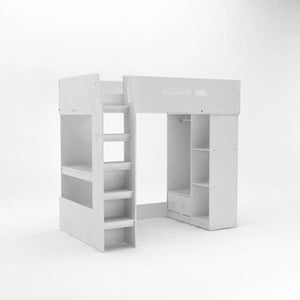 Wilton High Sleeper with Desk, Wardrobe & Storage