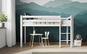 Wooden Elara Shorty White Midsleeper Bed