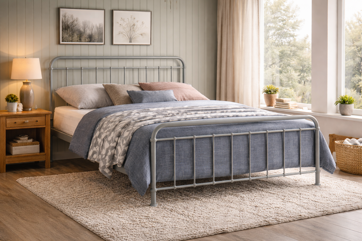 Bexley Metal Bed Frame in Pebble