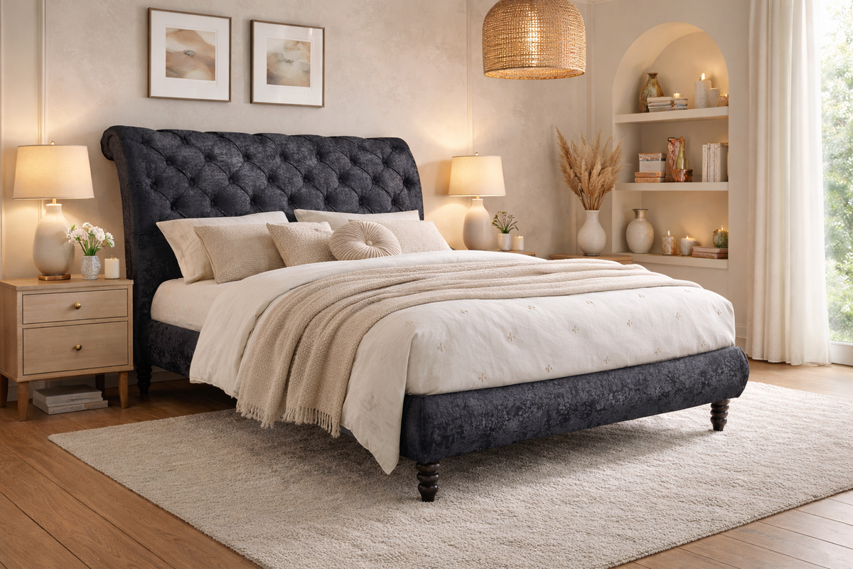 Loxley Velvet Chesterfield Bed Frame in Black