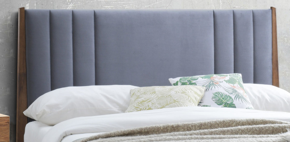 Eversley Velvet and Wood Bed Frame in Dark Grey - detail