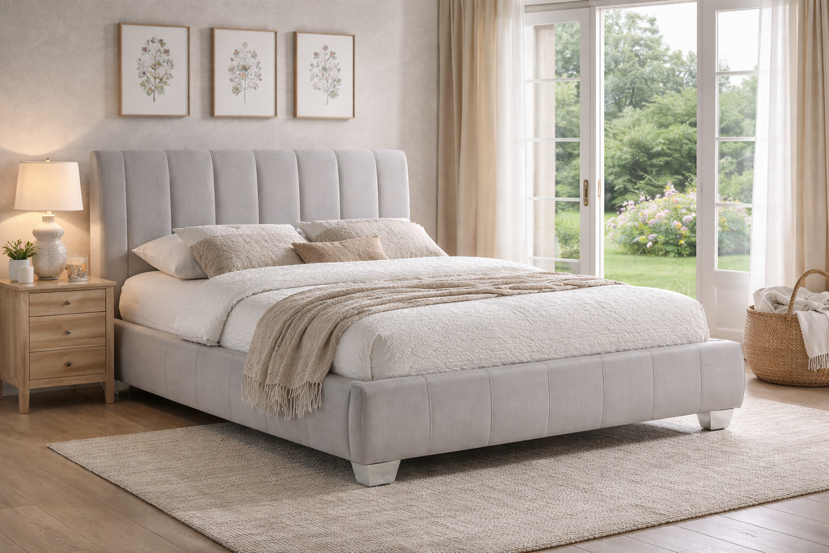 Bellamy Upholstered Bed Frame in Sand