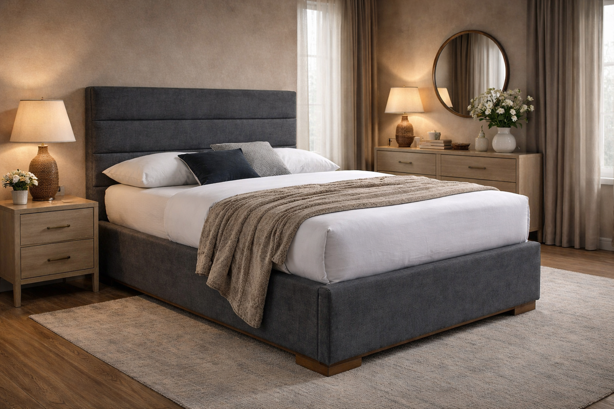 Bramwell Side Lift Ottoman Bed in Dark Grey