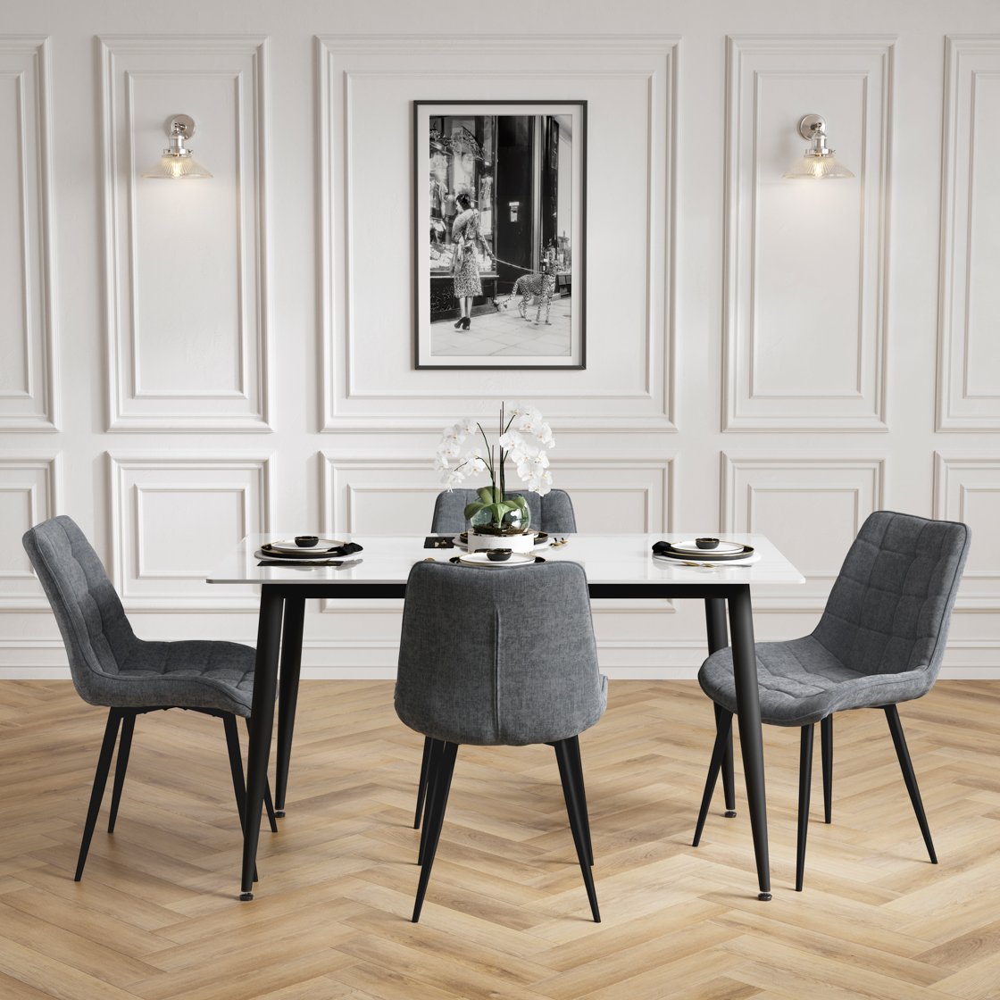 Alfriston marble effect dining table and four chairs