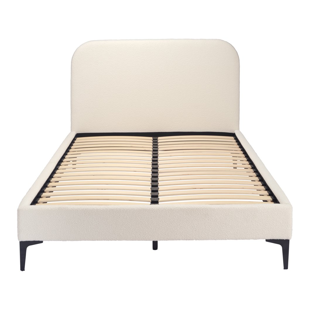 Ambleside boucle bed with curved headboard
