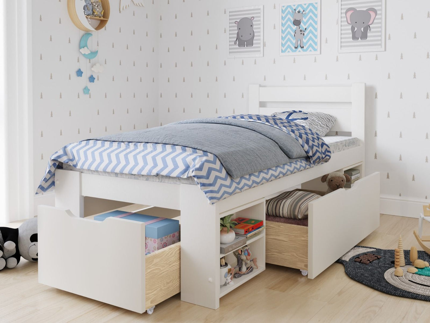 Noomi Hansa White Storage Bed