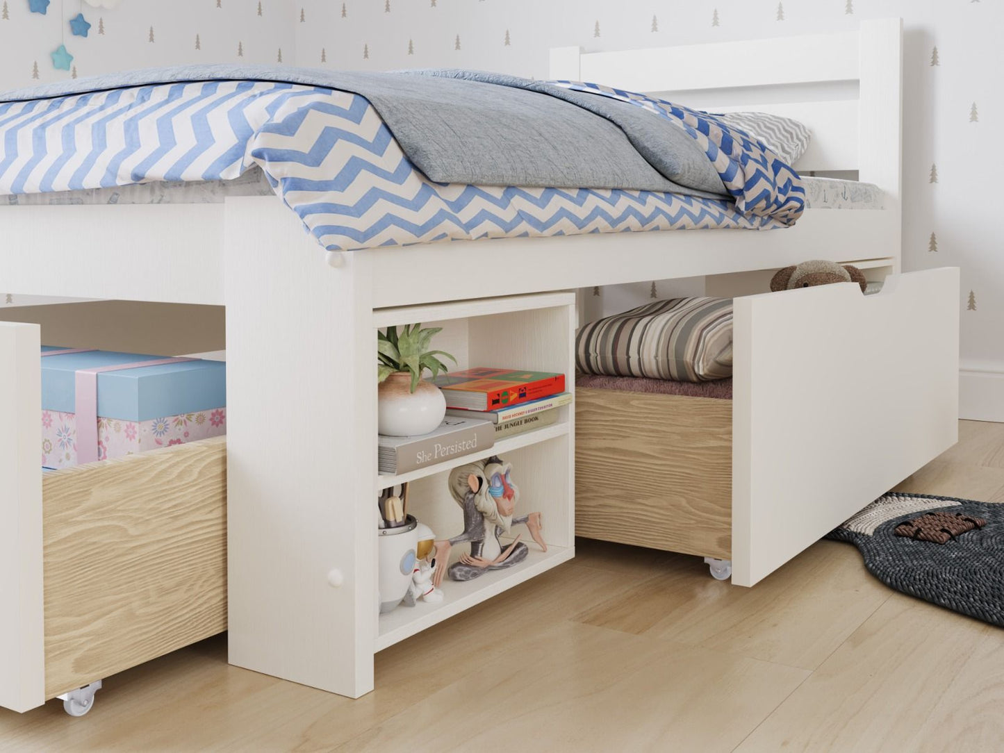 Noomi Hansa White Storage Bed