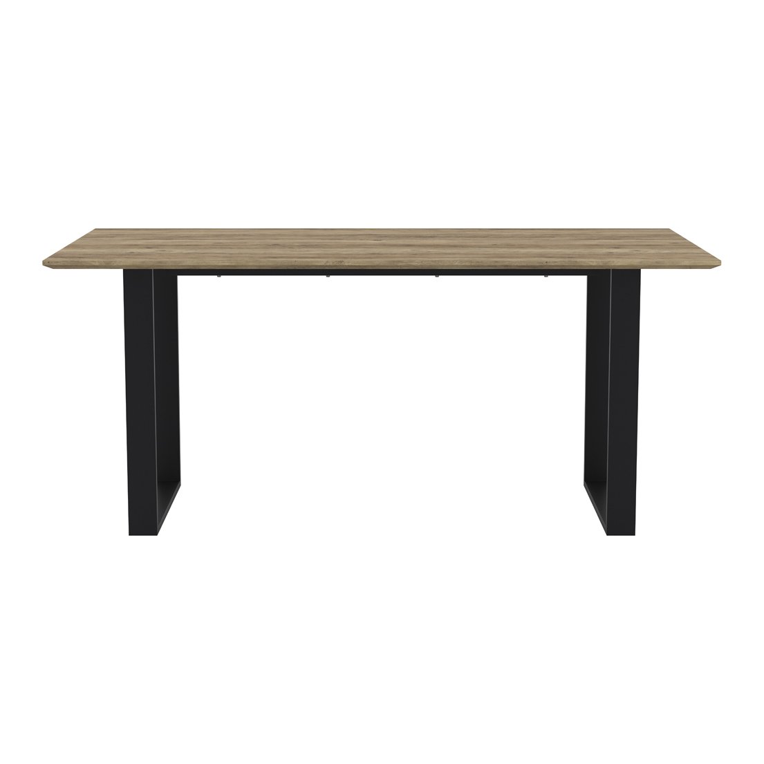 Arundel wood effect dining table with U-shaped metal legs
