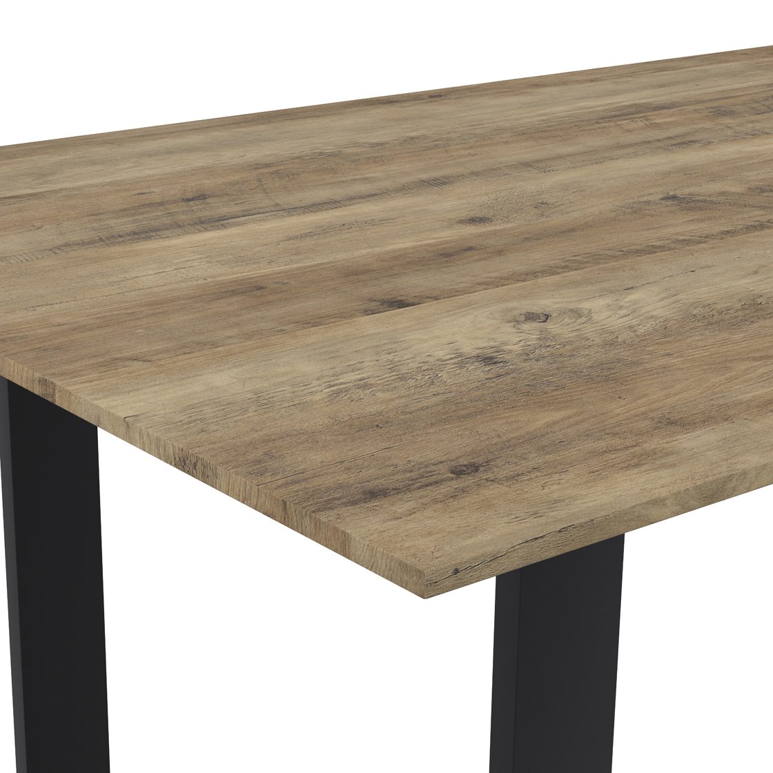 Arundel wood effect dining table with U-shaped metal legs