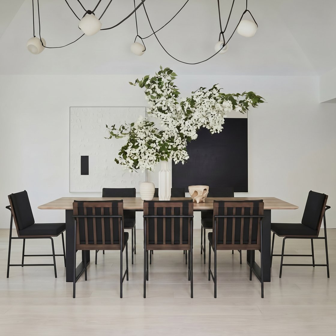 Arundel wood effect dining table with U-shaped metal legs