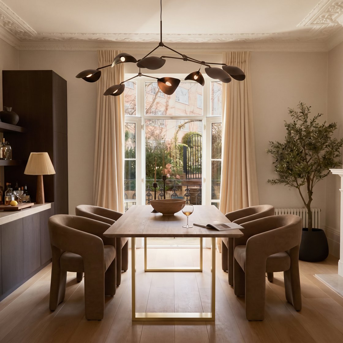 Arundel wood effect dining table with U-shaped metal legs