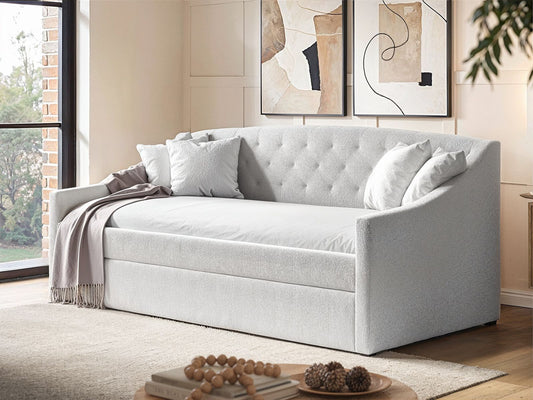 Aurora White Boucle Daybed with Trundle