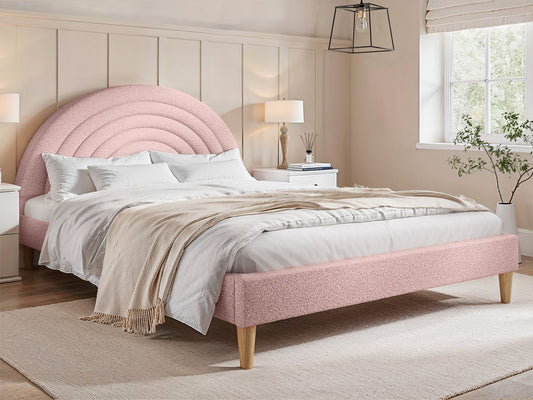 Ava Boucle Pink Fabric Double Bed