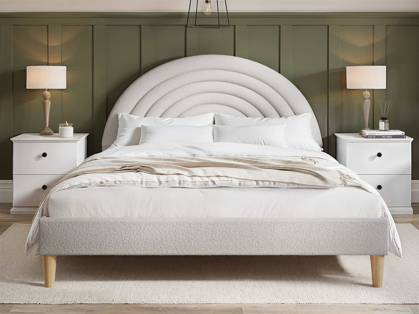Ava Boucle Grey Fabric Double Bed