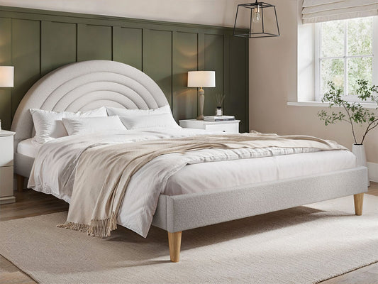 Ava Boucle Grey Fabric Double Bed