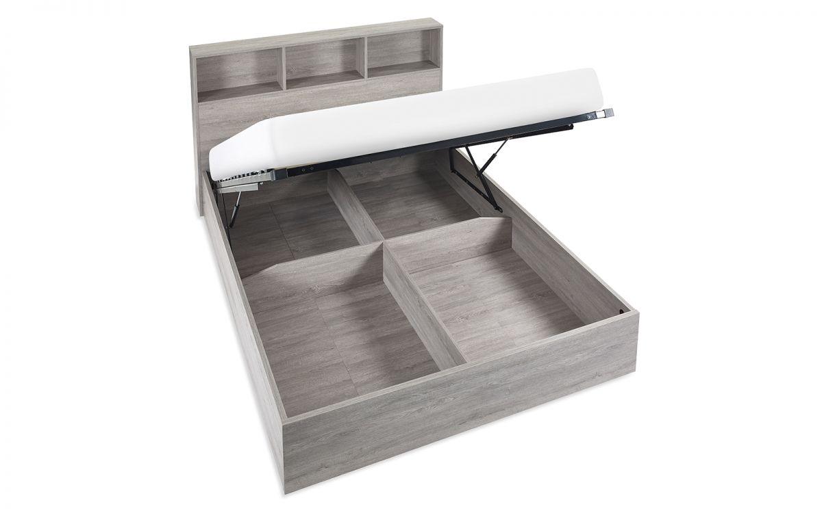 Bali Grey Oak Wooden Bookcase Ottoman Storage Bed - Millie & Jones