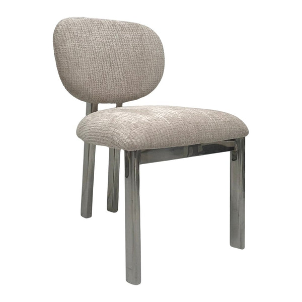 Bampton chenille dining chair with steel frame in Powder