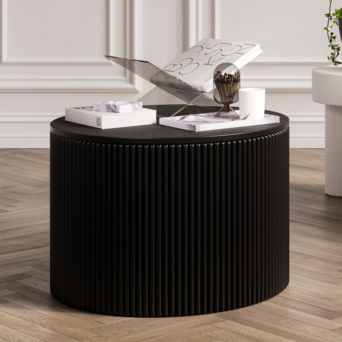 Bantham round coffee table with reeded base