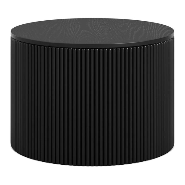 Bantham round coffee table with reeded base in Black