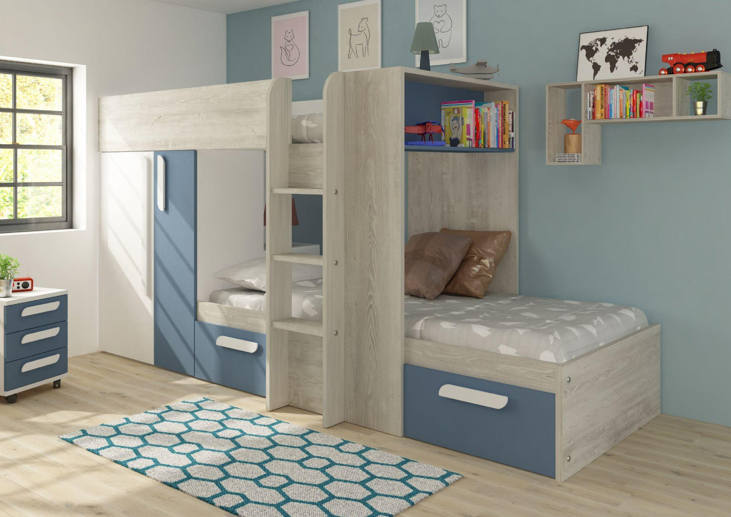 Barca Bunk Beds with Storage, Drawers, Wardrobe & Shelves - Millie & Jones