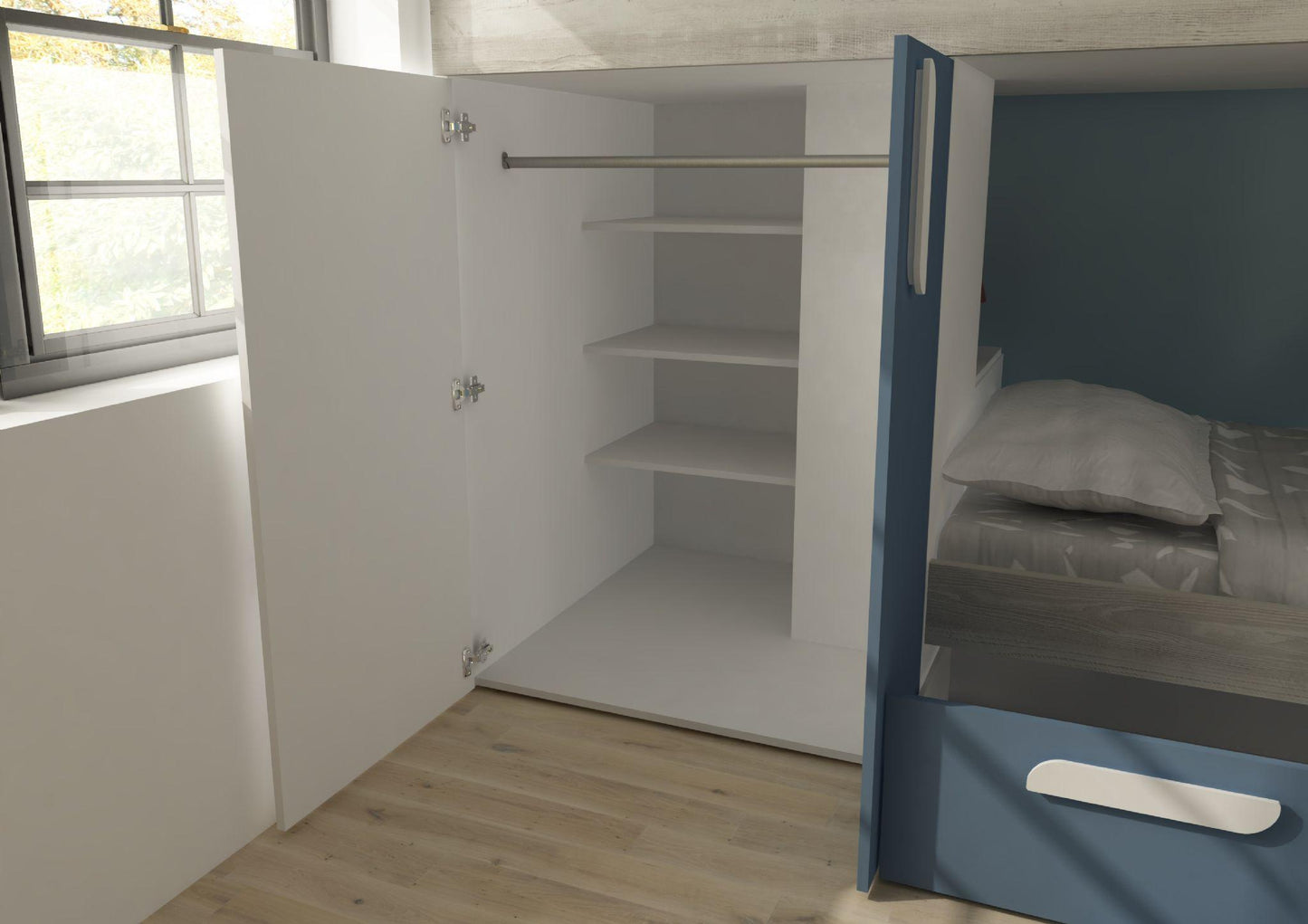 Barca Bunk Beds with Storage, Drawers, Wardrobe & Shelves - Millie & Jones