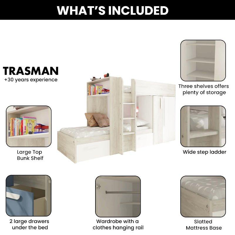 Barca Bunk Beds with Storage, Drawers, Wardrobe & Shelves - Millie & Jones