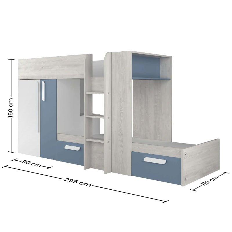 Barca Bunk Beds with Storage, Drawers, Wardrobe & Shelves - Millie & Jones