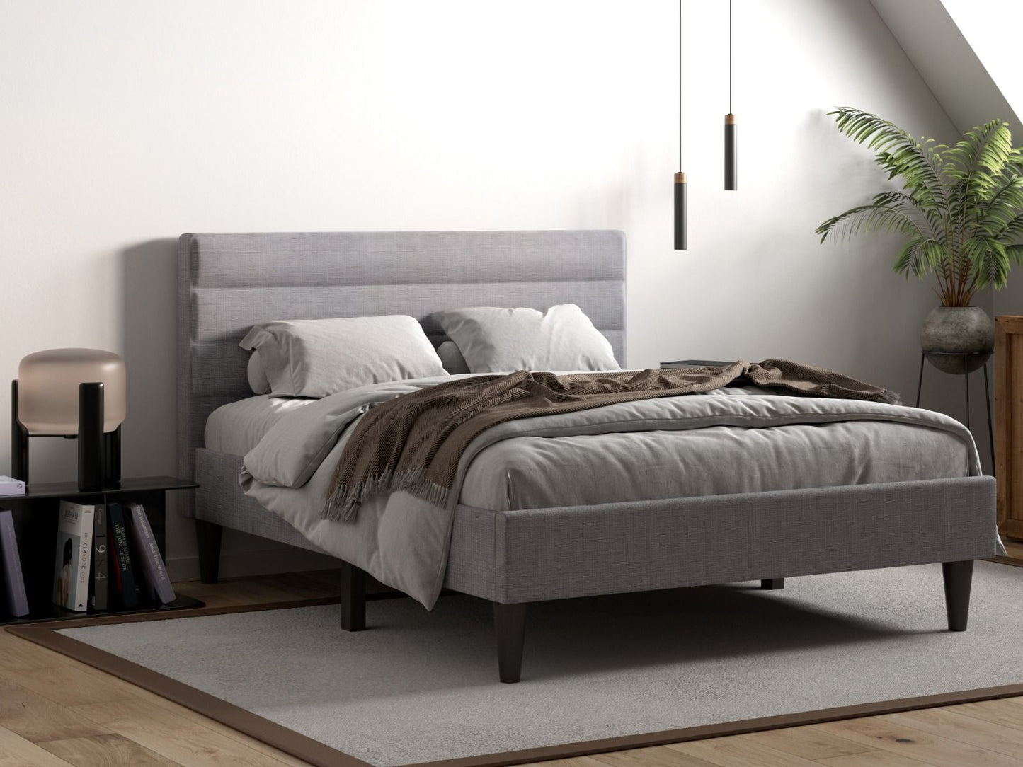 Barnhill King Linen Silver Fabric Bed
