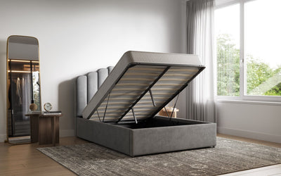 Poseidon Shell Grey Ottoman Double Bed - Hover