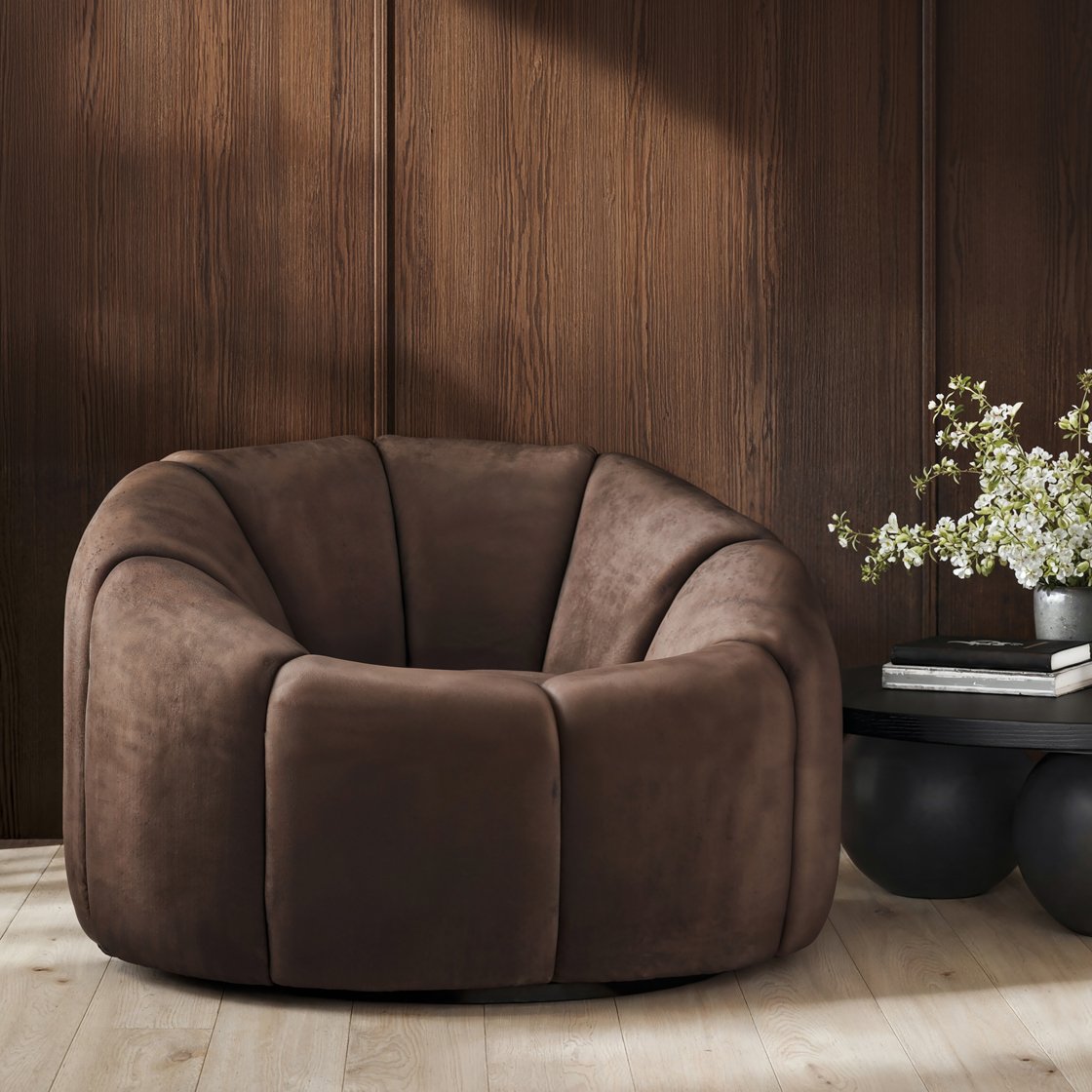 Belsize retro swivel chair in Treacle