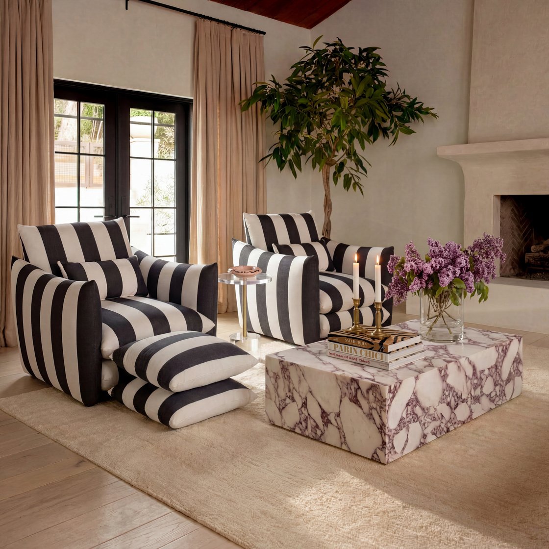 Bermondsey striped pouffe